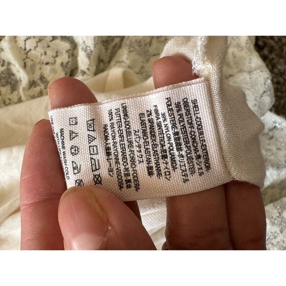 FREE‎ PEOPLE Cream Metallic Ombre Sleeveless Short Dress Women's Medium /m2 - Picture 8 of 10